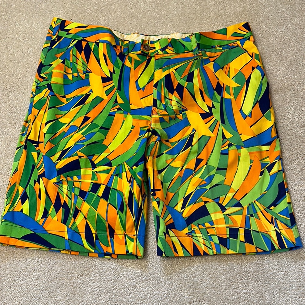 Loudmouth Men's Multicolor Yellow Green Blue Abstract Print Shorts